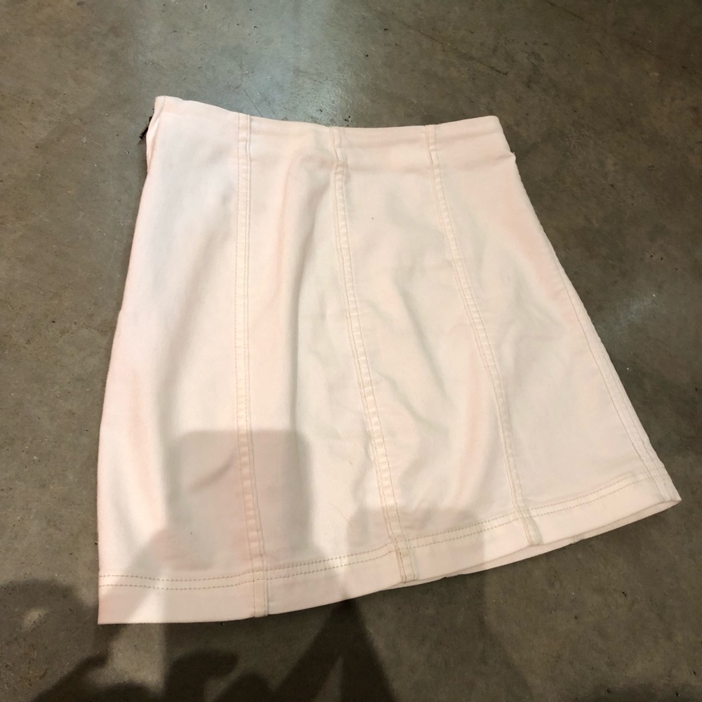 Free People White Denim Mini Skirt Sz 4 AWESOME!! #BX2